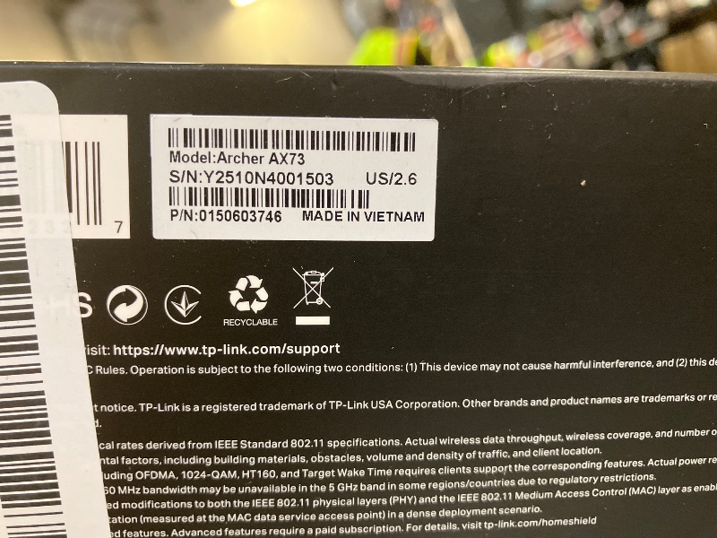 Photo 1 of TP-Link AX5400 WiFi 6 Router (Archer AX73)- Dual Band Gigabit Wireless Internet Router, High-Speed ax Router for Streaming, Long Range Coverage
