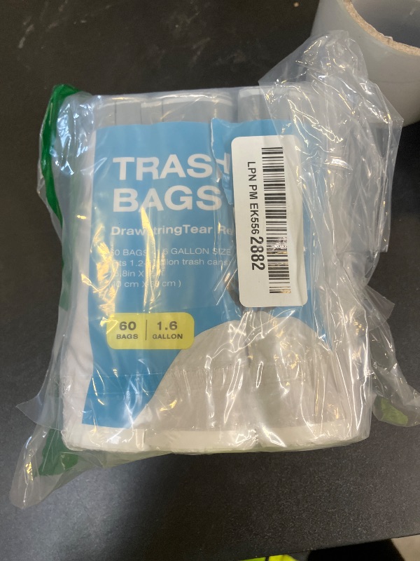 Photo 1 of 120 Counts 1.6 Gallon Mini Drawstring Trash Bags, Small Garbage Bags by KSSKSS, Code a fit 4.5-8 Liter, 1.2-2 Gal, White Trash Bin Liners for Home Office Kitchen Bathroom Bedroom