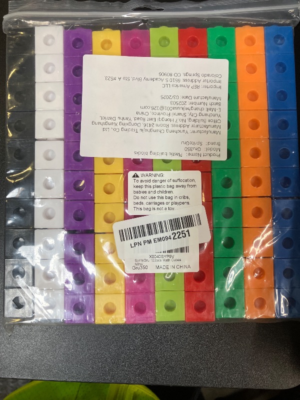 Photo 1 of SpriteGru Math Linking Cubes, Set of 100 Math Cubes Manipulative Connecting and Counting Snap Blocks for Early Math and Construction, Educational Toy for Preschool, Kindergarten, Homeschool