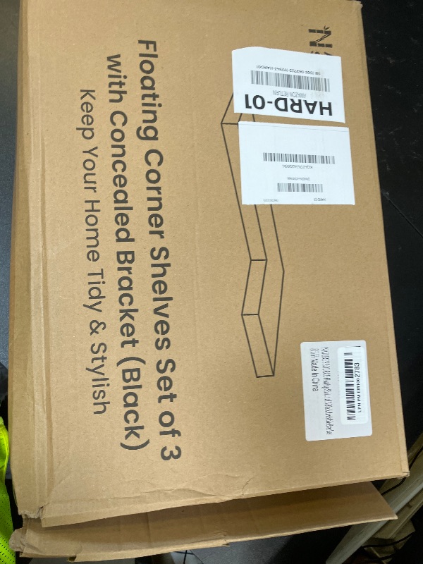 Photo 1 of NATURE'S SOURCE Corner Floating Shelves with Invisible Brackets, Corner Shelves Wall Mounted Set of 3, Bedroom Bathroom Kitchen Living Room Office- Gothic Style 17" x 6" (Black)