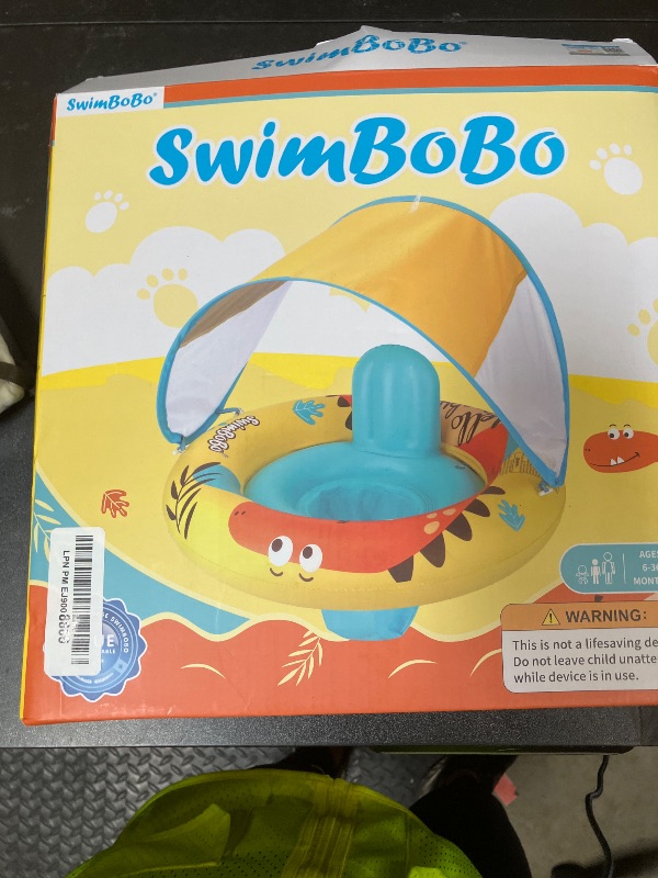 Photo 1 of Swimbobo Inflatable Baby Swimming Float with Safe Seat and Canopy for Age 6-36 Months Toddler (Yellow Dinosaur)