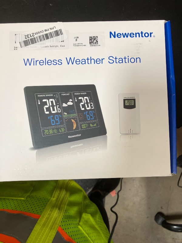 Photo 1 of Newentor Weather Station Wireless Indoor Outdoor Thermometer, Color Display Digital Weather Thermometer with Atomic Clock, Barometric Pressure, Forecast Station with Adjustable Backlight, Black
