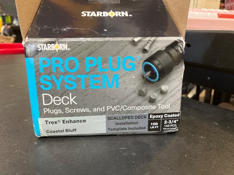 Photo 1 of Starborn Pro Plug System Coastal Bluff PVC Composite Deck Boards, Covers 100 Lin Ft Complete Kit with Plugs, Screws, and Tool