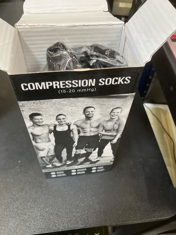 Photo 1 of CHARMKING Compression Socks for Women & Men Circulation (3 Pairs) 15-20 mmHg is Best Athletic for Running, Flight Travel, Support, Cycling, Pregnant - Boost Performance, Durability (L/XL,Black)