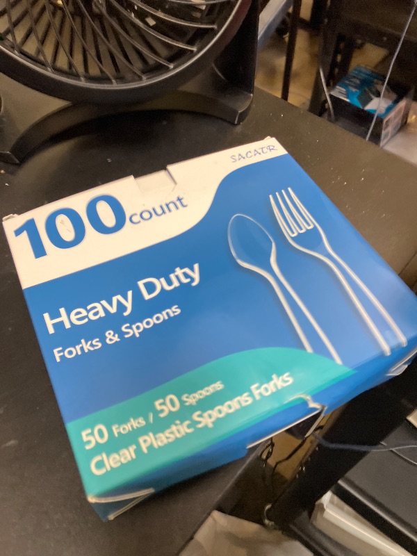 Photo 1 of 100 Count Plastic Silverware Heavy Duty -50 Forks, 50 Spoons, BPA-Free, Heat Resistant, Disposable Plastic Utensils Set, Plastic Cutlery Set, Plasticware Suitable for Party Everyday Use
