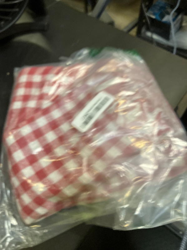 Photo 1 of DESTALYA Checkered Tablecloth 63 x 63 Inch Picnic Blanket | 100% Cotton Buffalo Check Plaid Gingham Rustic Style | Linen Table Cover for Kitchen (Red and White)