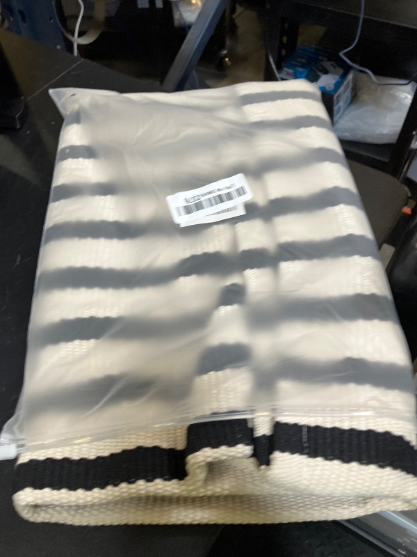Photo 1 of Collive Door Mat Black and White Striped Rug 27.5" x 43.3", Farmhouse Front Porch Rug Reversible Washable Front Door Mats,Hand Woven Welcome Layered Doormat Carpet for Entryway Entrance
