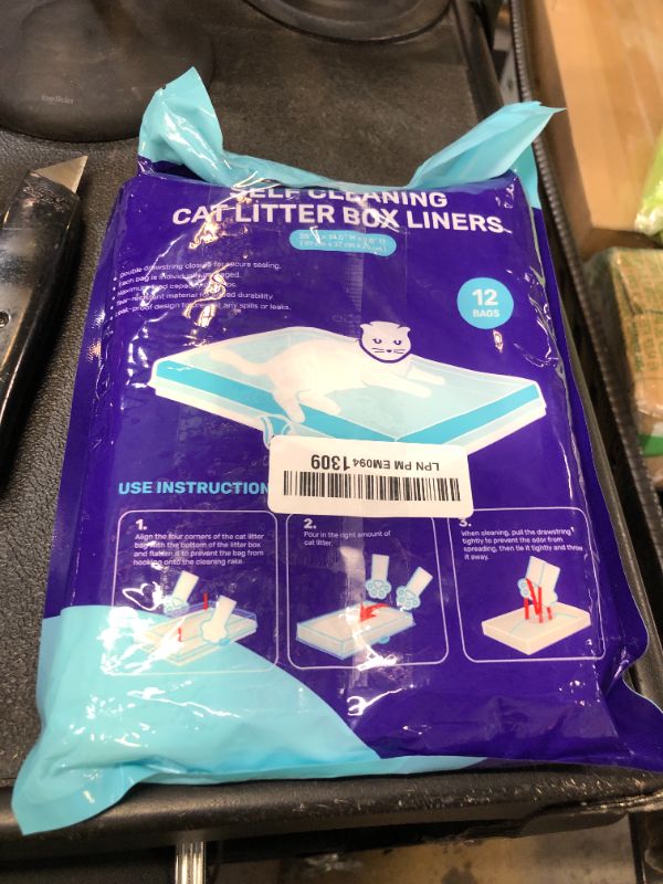 Photo 1 of AOELLIT 12 Count Litter Box Liners, Waste Bags Compatible with Pet-safe ScoopFree Self-Cleaning Litter Box Tray, Drawstring Litter Bags for Reusable Tray, Pre-Separated (38"L x 14.5"W x 7.8"H)