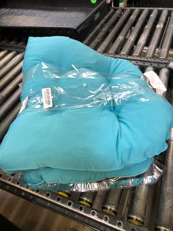 Photo 1 of HOMELYSIAN 19x19 Outdoor Chair Cushions Set of 2, Wicker Patio Furniture Cushions with Tufted Buttons, Thick Outdoor Seat Cushions for Lawn Chairs, Overstuffed and Water Resistant, Teal
