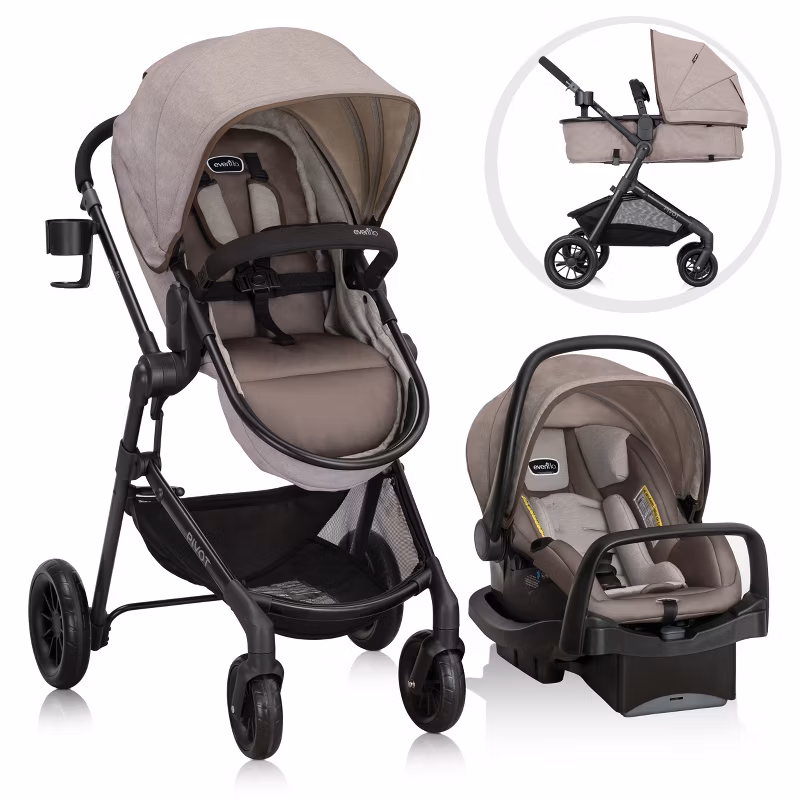 Photo 1 of Evenflo Pivot Modular Travel System with LiteMax Infant Car Seat with Anti-Rebound Bar