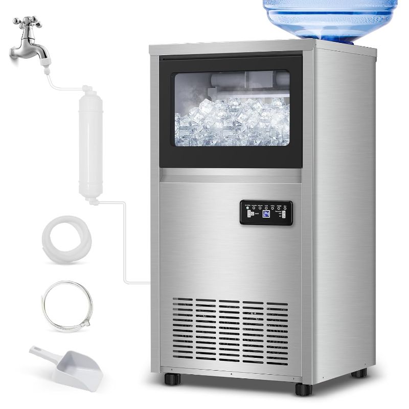 Photo 1 of Ice Machine Commercial Ice Maker Machine, 150 Lbs /24H, 30 lbs Bin, Under Counter Built-in or Freestanding, Stainless Steel Household Use, Restaurant Bar Kitchen Cafe
