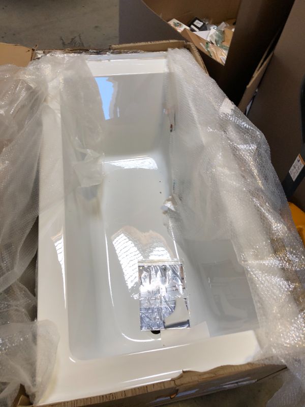 Photo 1 of KINGSTON BRASS VTDE603122R 60-Inch Contemporary Alcove Acrylic Bathtub with Right Hand Drain and Overflow Holes, White