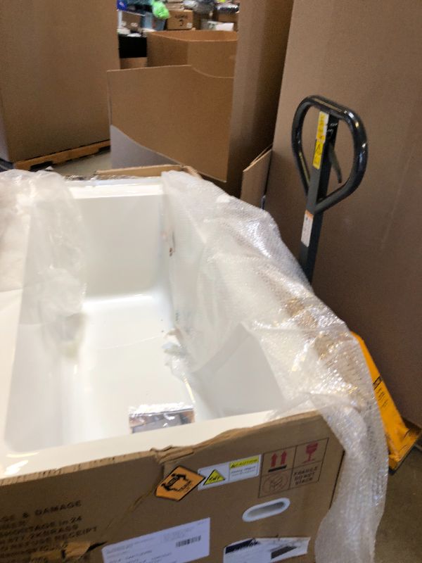 Photo 1 of KINGSTON BRASS VTDE603122R 60-Inch Contemporary Alcove Acrylic Bathtub with Right Hand Drain and Overflow Holes, White