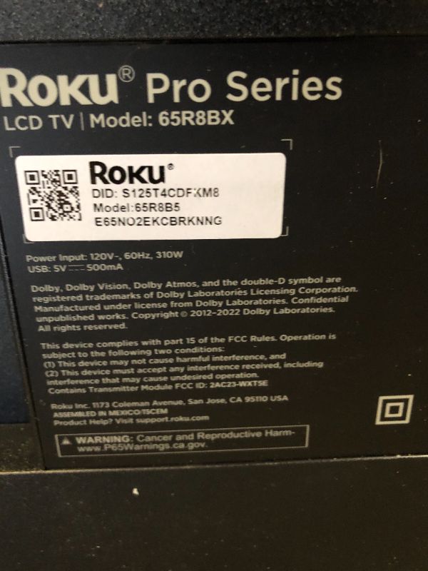 Photo 1 of Roku Smart TV – 65-Inch Pro Series 4K QLED RokuTV with Backlit Roku Voice Remote Pro, Dolby Vision IQ, 120Hz Refresh Rate – Live Local News, Sports, Gaming