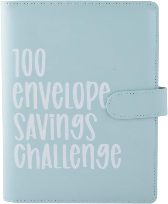 Photo 1 of 100 Envelope Challenge Binder, Easy and Fun Way to Save $5,050, Budget Binder Money Savings Challenge Book with Cash Envelopes Budgeting Book for Office Home School (Blue)
