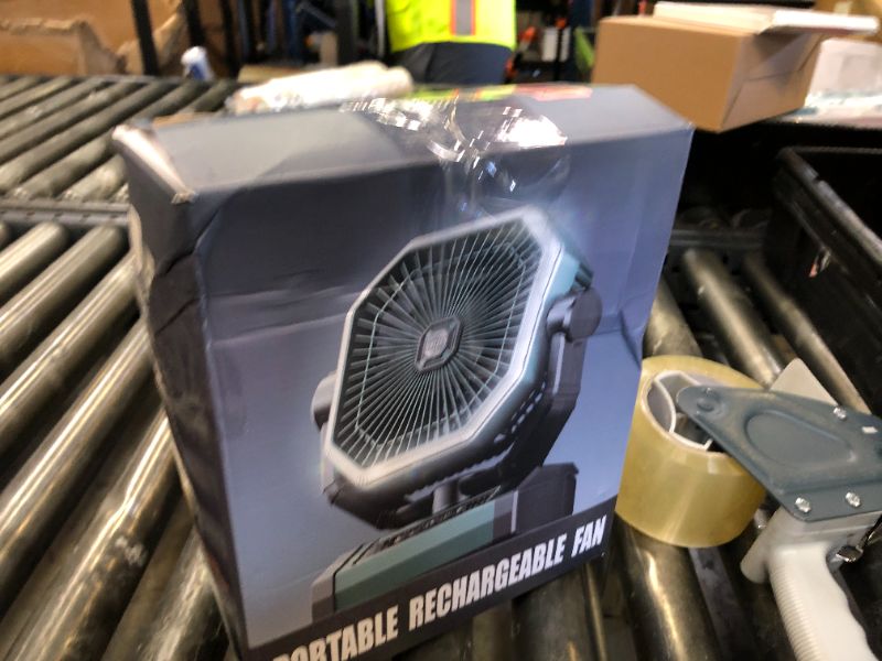 Photo 1 of Portable Rechargeable Fan - 9-Inch Camping Fan for Tent, 20000mAh(60Hrs) Battery Operated Fan for Camping, Auto Oscillation Cordless Fan, Tent Fan with Remote/Light, 4 Speeds, 4 Timing, Outdoor