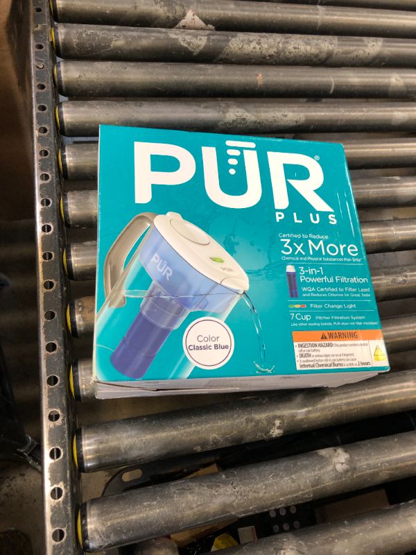Photo 1 of PUR Plus 7-Cup Water Pitcher, 1 Lead-Reducing Filter, Cleaner, Great-tasting Water, Dishwasher Safe, Powerful Filtration, Filter Change Light Indicator, LockFit Cap Design - Smoke
