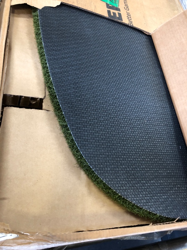 Photo 1 of Fiberbuilt Golf Hourglass Hitting Mat - Premium 5' x 5' Indoor/Outdoor Performance Turf with Non-Slip Rubber Foam Padding | Comes with 4 Alignment Sticks and 1 Golf Ball Tray, Green, (688-5x5-Kit)