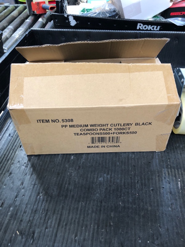 Photo 1 of 1000 Pcs Black Plastic Utensils Set - 500 Forks And 500 Teaspoons, Plastic Forks And Spoons Set - Bulk Black Cutlery Set