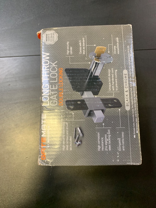 Photo 1 of GateMate Long Throw Gate Lock 1490096, Euro Profile Keyed Both Sides Gate Lock for Sheds, Gates & Garage Doors, 316 Stainless Steel, for Wooden Gates & Doors Up to 2 ¾” Thick (70mm), Black, 5 Keys