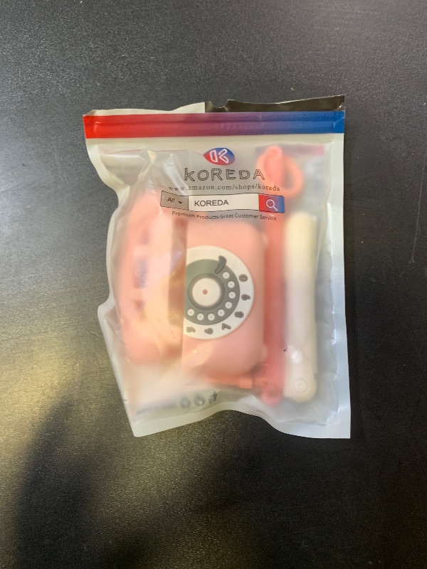 Photo 1 of KOREDA for AirPods Pro 2nd/1st Generation Case Cover with Cleaner Kit & Lanyard, Cute Funny Telephone Design Silicone Protective Case for AirPods Pro 2 - Pink