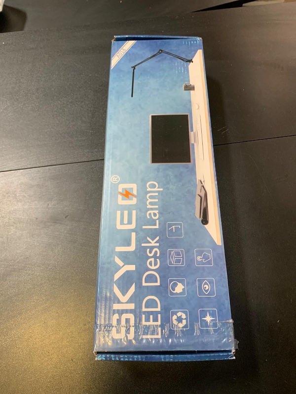 Photo 1 of SKYLEO Led Desk Lamp - Desk Light for 31.5" Tall - 5 Color Modes X 11 Brightness Levels - Adjustable Swing Arm - Timmer & Memory Function - 12W Lamp for Desk - Black