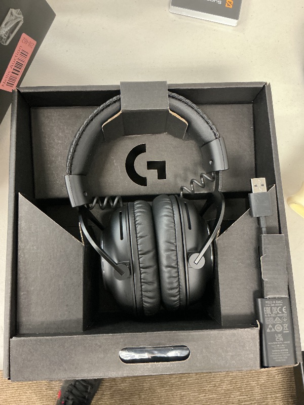 Photo 1 of Logitech G Pro X Wired Gaming Headset: Blue VO!CE Detachable Boom Mic, DTS 7.1, 50 mm Drivers, USB/3.5mm Aux, Spare Memory Foam Ear Pads, USB DAC & Bag Included - Black