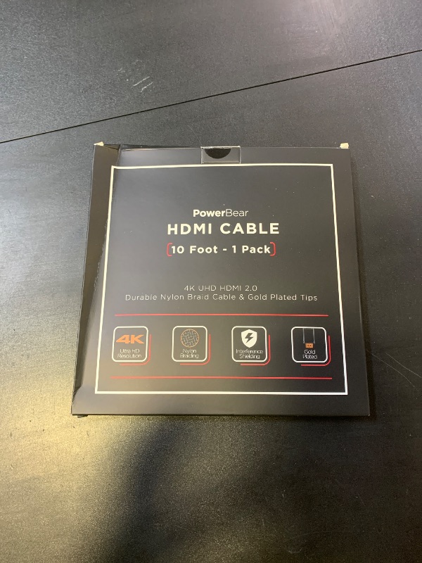 Photo 1 of PowerBear 4K HDMI Cable 10 ft | High Speed Hdmi Cables, Braided Nylon & Gold Connectors, 4K @ 60Hz, Ultra HD, 2K, 1080P, ARC & CL3 Rated | for Laptop, Monitor, PS5, PS4, Xbox One, Fire TV, & More