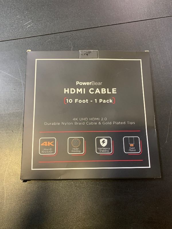 Photo 1 of PowerBear 4K HDMI Cable 10 ft | High Speed Hdmi Cables, Braided Nylon & Gold Connectors, 4K @ 60Hz, Ultra HD, 2K, 1080P, ARC & CL3 Rated | for Laptop, Monitor, PS5, PS4, Xbox One, Fire TV, & More