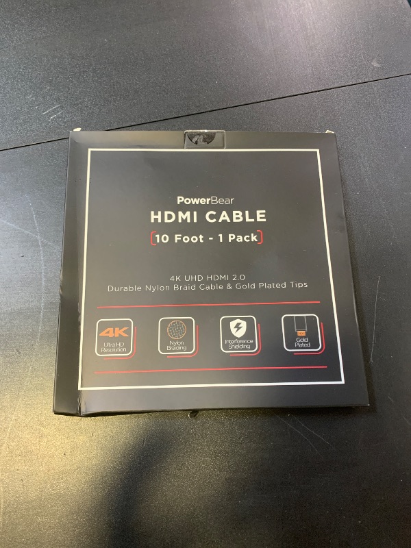 Photo 1 of PowerBear 4K HDMI Cable 10 ft | High Speed Hdmi Cables, Braided Nylon & Gold Connectors, 4K @ 60Hz, Ultra HD, 2K, 1080P, ARC & CL3 Rated | for Laptop, Monitor, PS5, PS4, Xbox One, Fire TV, & More