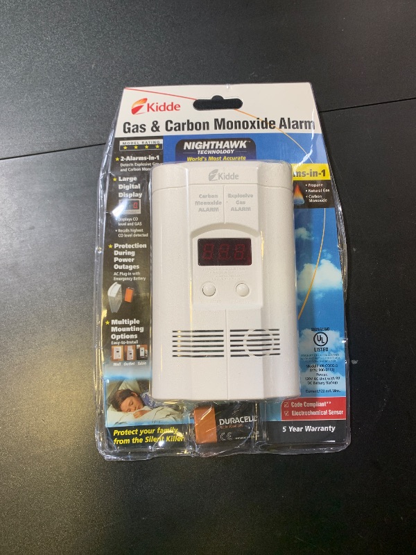 Photo 1 of Kidde Carbon Monoxide Detector, Propane, Natural, Methane, & Explosive Gas Alarm, Plug-In Wall with 9-Volt Battery Backup, Digital LED Display