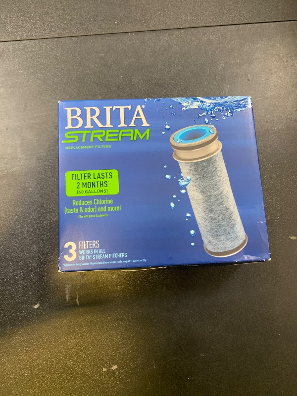 Photo 1 of Brita Stream Pitcher Water Filter for Pitchers and Dispensers, BPA-Free, Replaces 1,800 Plastic Water Bottles a Year, Lasts Two Months or 40 Gallons, Includes 3 Filters