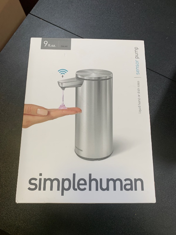 Photo 1 of simplehuman 9 oz. Touch-Free Automatic Rechargeable Sensor Pump, Brushed Stainless Steel, New