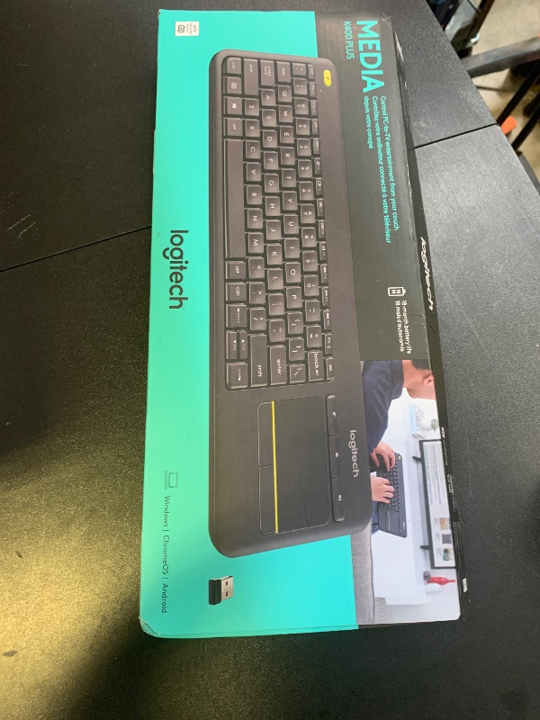 Photo 1 of Logitech K400 Plus Wireless Touch TV Keyboard With Easy Media Control and Built-in Touchpad, HTPC Keyboard for PC-connected TV, Windows, Android, ChromeOS, Laptop, Tablet - Black