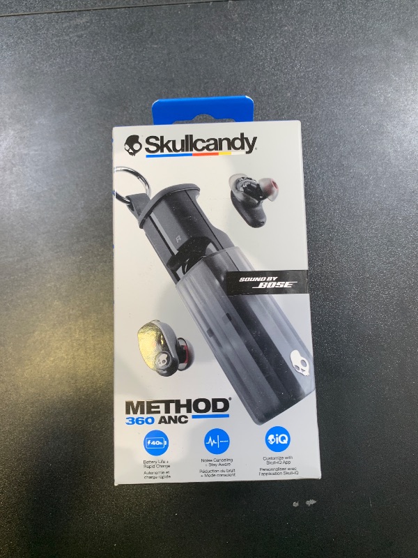 Photo 1 of Skullcandy Method 360 ANC Wireless Earbuds, Sound by Bose, Bluetooth Headphones, Premium Noise Cancelling, Up to 40 Hrs Battery, Sweat and Water Resistant, Microphone for iPhone Android - True Black