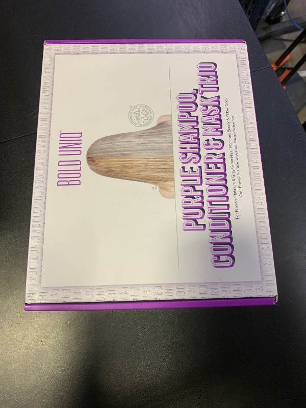 Photo 1 of Purple Shampoo, Conditioner & Mask Trio Gift Set. Removes Brassy Yellow Tones. Lightens Blonde, Platinum, Ash, Silver & Grays. Paraben & Sulfate Free. PETA Approved Cruelty-free and 100% Vegan.