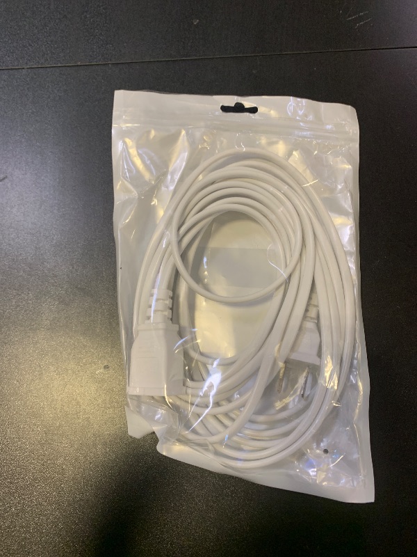 Photo 1 of Jplenty 15FT White Thin Extension Cord 2 Prong Extension Cord for Indoor Use Outdoor Use with Single Outlet - Ideal for Holiday Lights, Lamps, Cameras, Appliance (1 Pack)