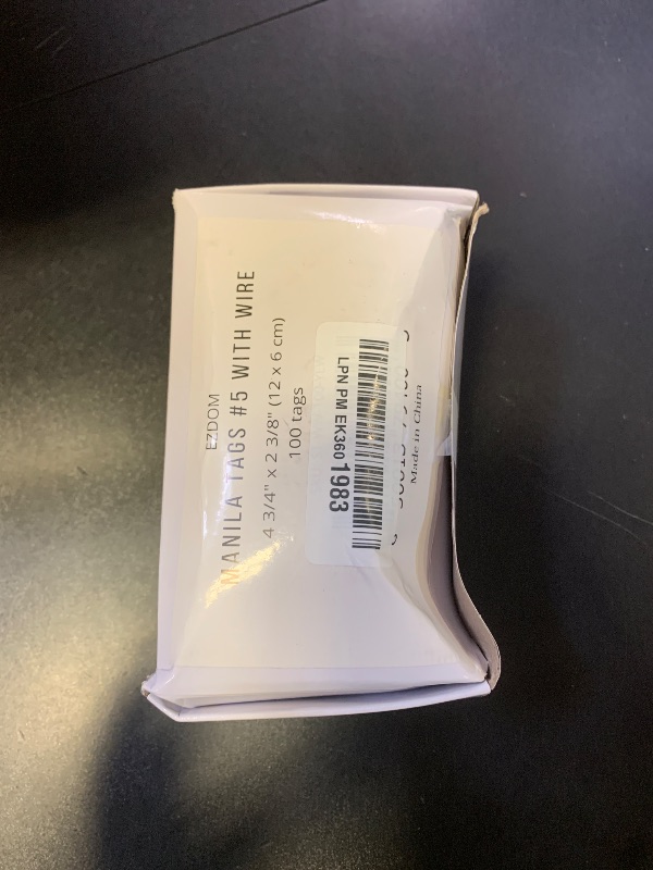 Photo 1 of Label Tags with Wire Attached - 4 3/4" x 2 3/8" Box of 100 Blank Manila Tags with Reinforced Hole and Metal Wire Ties, Labels with Wire