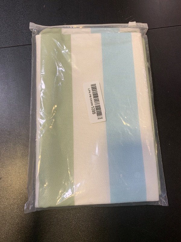 Photo 1 of Outdoor Waterproof Throw Pillow Covers 20x20Inch, Spring Stripes Pattern Cushions for Garden Patio Furniture Chairs Set of 2, Blue and Sage Green Home Decor Couch Sofa Polyester Pillow Cases