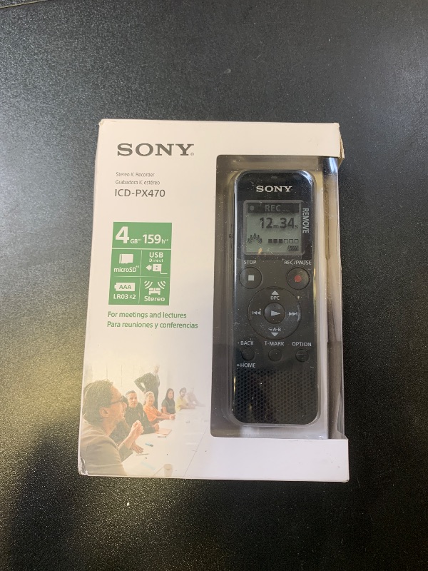 Photo 1 of Sony ICD-PX470 Stereo Digital Voice Recorder with Built-in USB Voice Recorder, Black