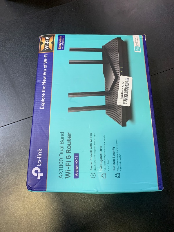 Photo 1 of TP-Link AX1800 WiFi 6 Router V4 (Archer AX21) – Dual Band Wireless Internet, Gigabit, Easy Mesh, Works with Alexa - A Certified for Humans Device, Free Expert Support