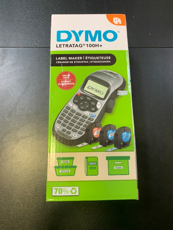 Photo 1 of DYMO Label Maker Machine with Tape - 100H LetraTag Handheld, Comes with 3 LT label tapes. Great for Home & Office Organization