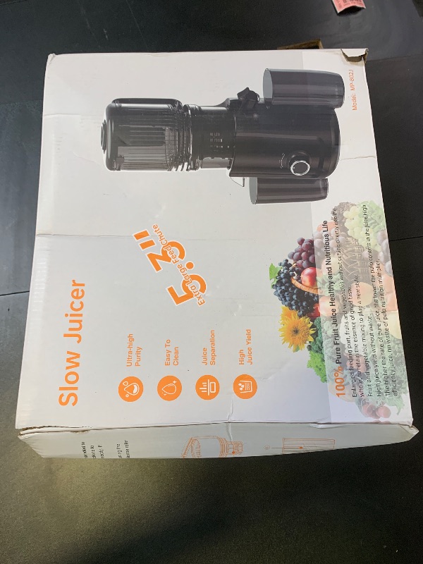 Photo 1 of Cold Press Juicer - 5.3" Large Feed Chute Juicer Machines for Whole Vegetables & Fruits, 99% High Juice Yield, Quiet & Easy to Clean Slow Masticating Juicer, BPA-Free, Preserves More Nutrients (Black)