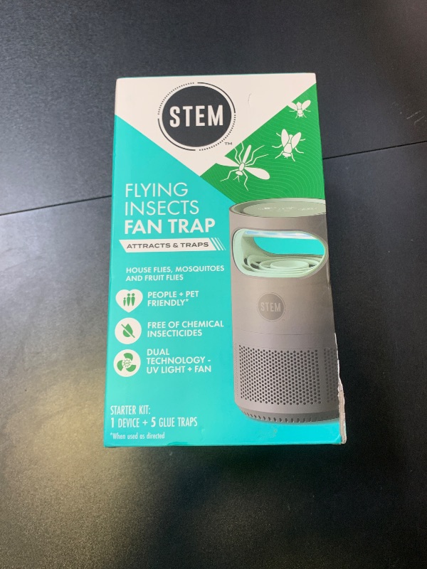 Photo 1 of STEM Flying Insect Fan Trap for Indoor Bug Control, Attracts Mosquitoes, Fruit Flies, and House Flies, Plug-in Fan with UV Light, Starter Kit Includes 1 Device and 5 Glue Traps