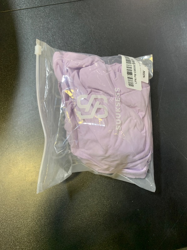 Photo 1 of SUUKSESS Women Double Lined Fitted Basic Tee Shirts Crew Neck Short Sleeve Y6K Going Out Crop Tops (Lilac, XS)