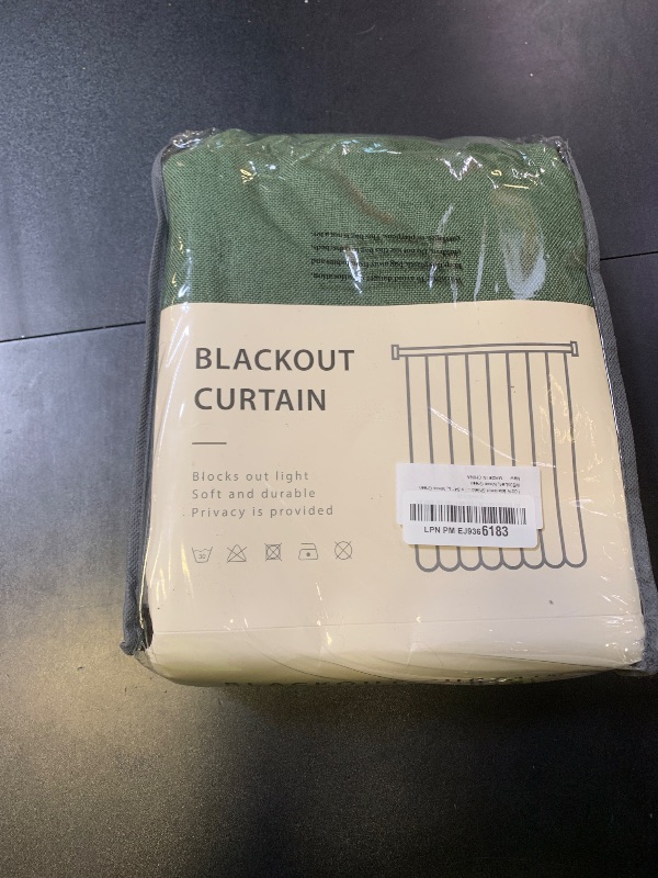 Photo 1 of 100% Blackout Shield Linen Blackout Curtains for Bedroom 84 Inches Long, Back Tab/Rod Pocket Living Room Drapes, Thermal Insulated Blackout Curtains 2 Panels Set, 50" W x 84" L, Moss Green