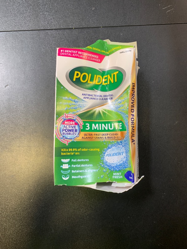Photo 1 of Polident 3 Minute Antibacterial Dental Appliance Cleanser Tablets, 60 Count