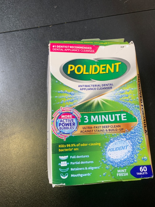 Photo 1 of Polident 3 Minute Antibacterial Dental Appliance Cleanser Tablets, 60 Count