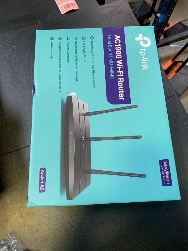 Photo 1 of TP-Link AC1900 Smart WiFi Router (Archer A8) -High Speed MU-MIMO Wireless Router, Dual Band Router for Wireless Internet, Gigabit, Supports Guest WiFi