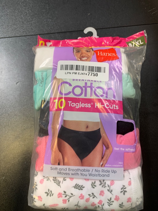Photo 1 of Hanes womens Cotton briefs underwear, 10 Pack - Hi Cut Assorted 1, 8 US